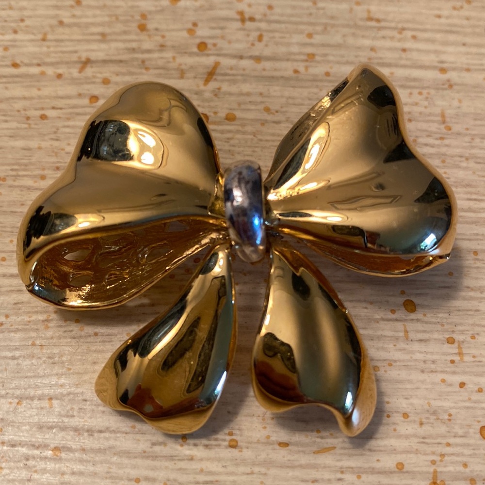 Gold and Silver Bow Brooch